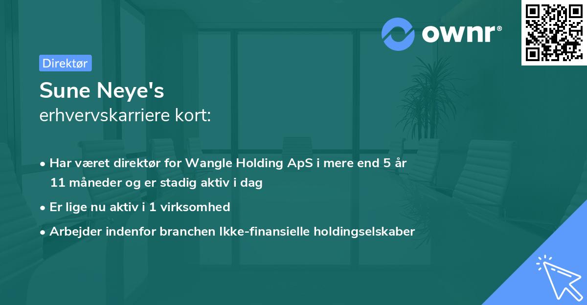 Sune Neye's erhvervskarriere kort