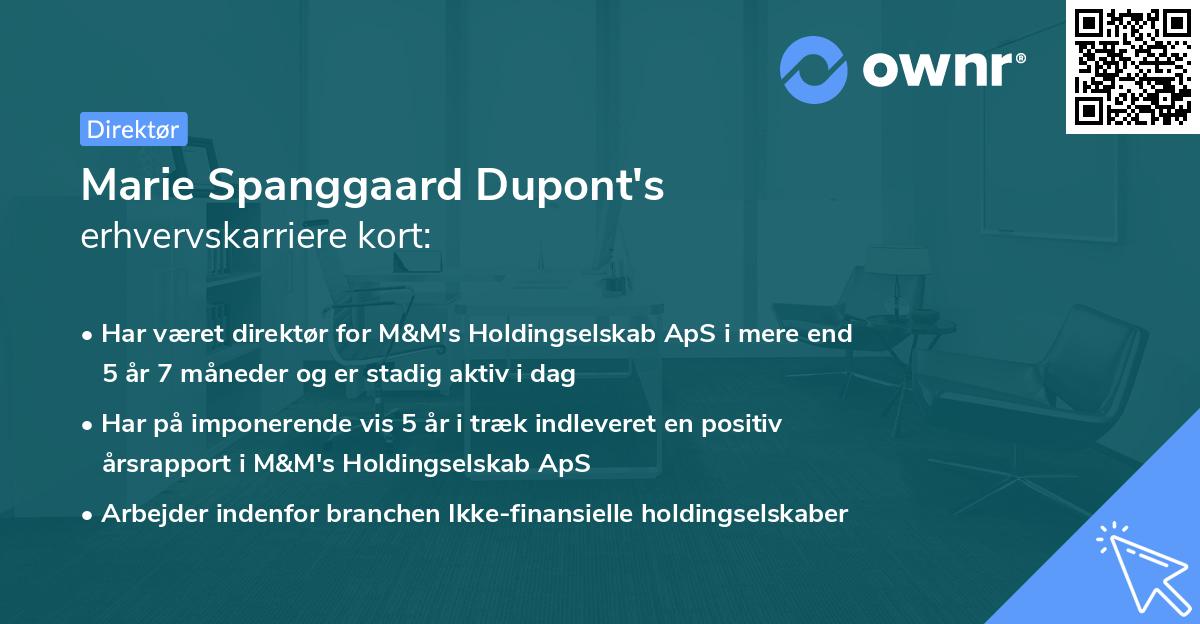Marie Spanggaard Dupont's erhvervskarriere kort