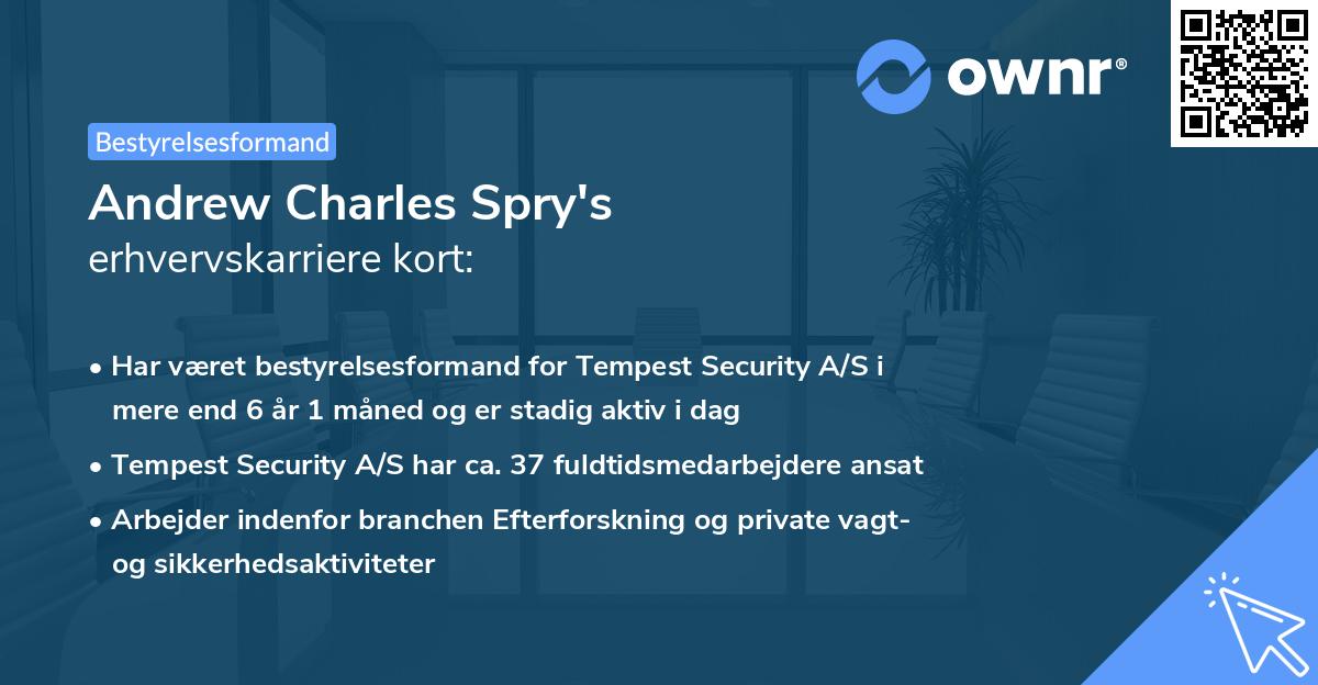 Andrew Charles Spry's erhvervskarriere kort