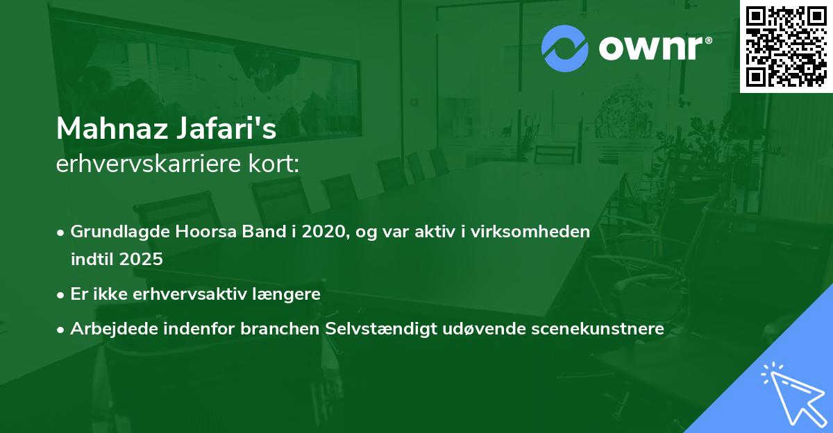 Mahnaz Jafari's erhvervskarriere kort