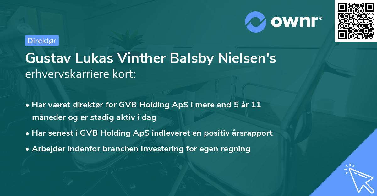 Gustav Lukas Vinther Balsby Nielsen's erhvervskarriere kort