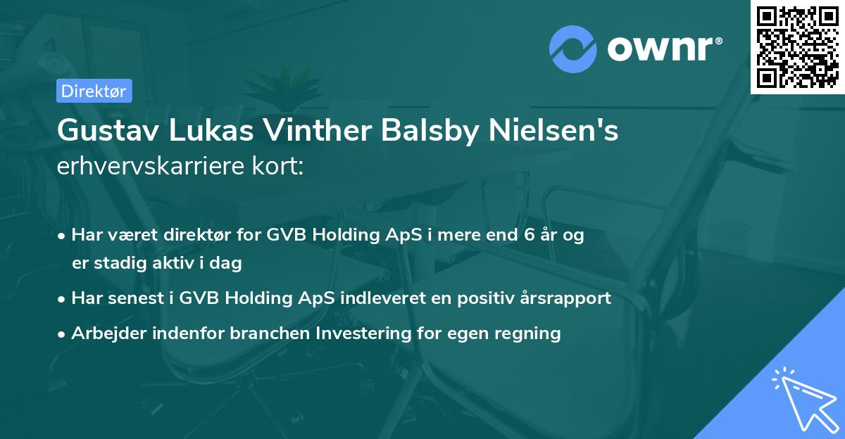 Gustav Lukas Vinther Balsby Nielsen's erhvervskarriere kort