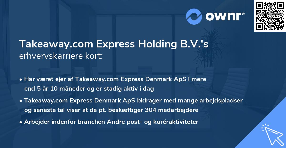 Takeaway.com Express Holding B.V.'s erhvervskarriere kort