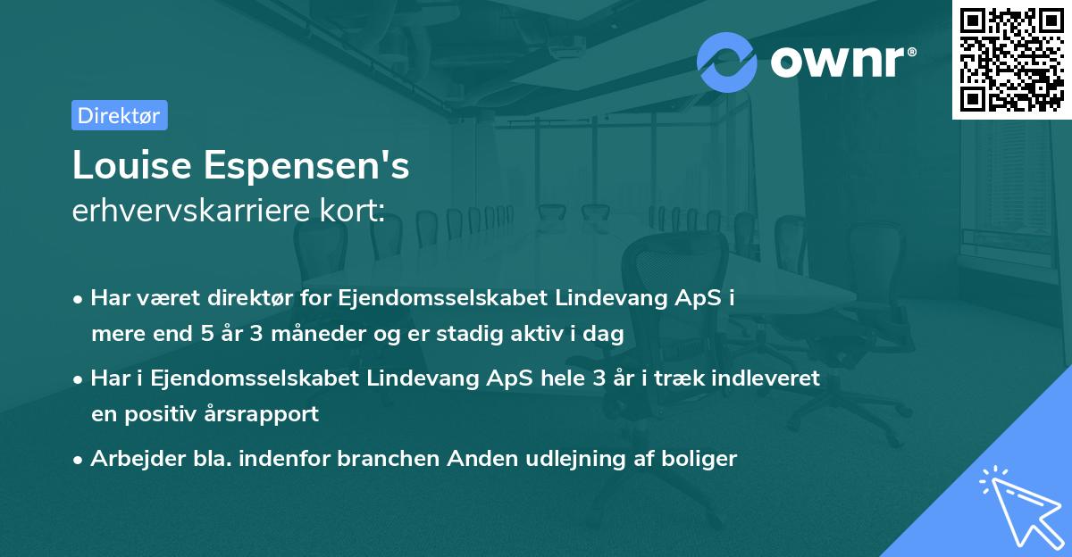 Louise Espensen's erhvervskarriere kort