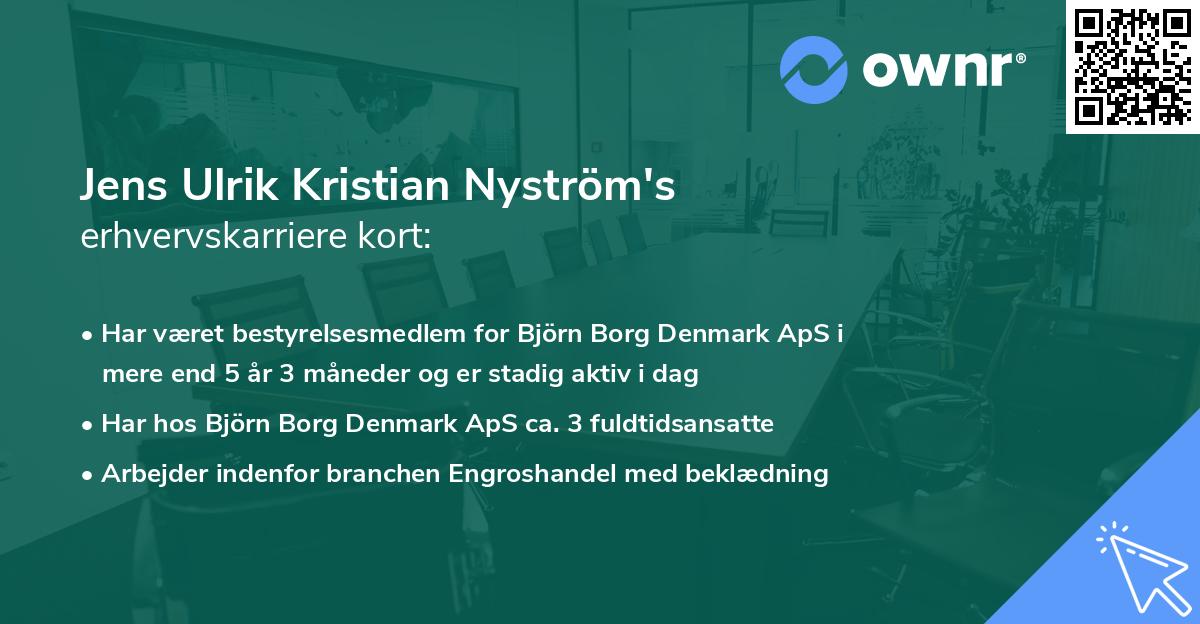 Jens Ulrik Kristian Nyström's erhvervskarriere kort