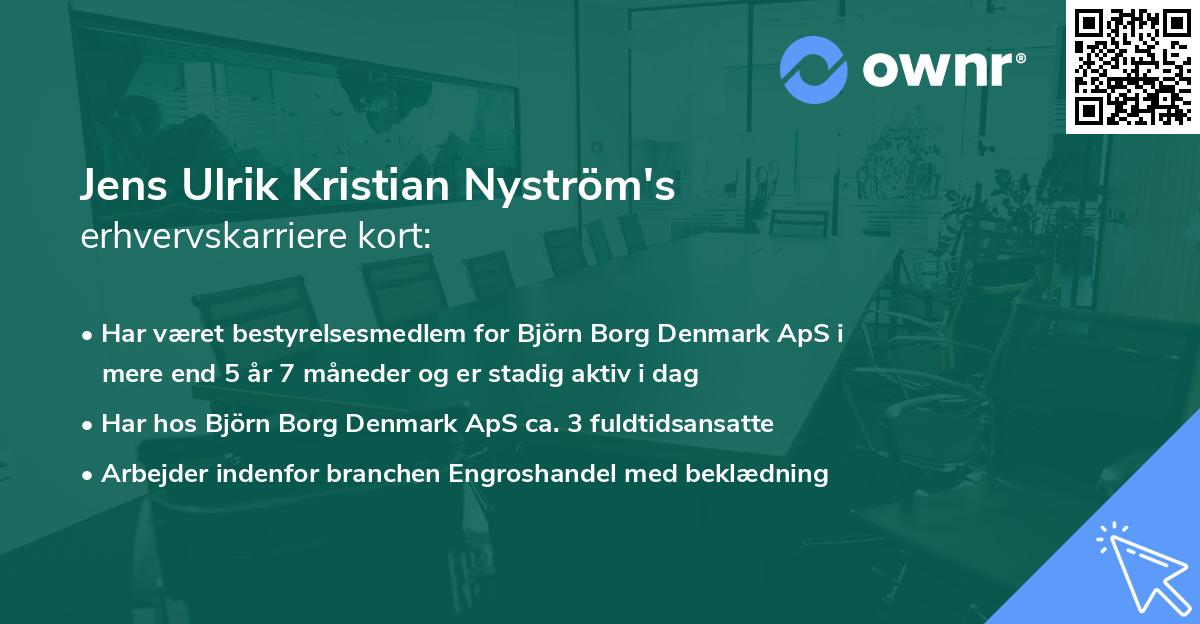 Jens Ulrik Kristian Nyström's erhvervskarriere kort