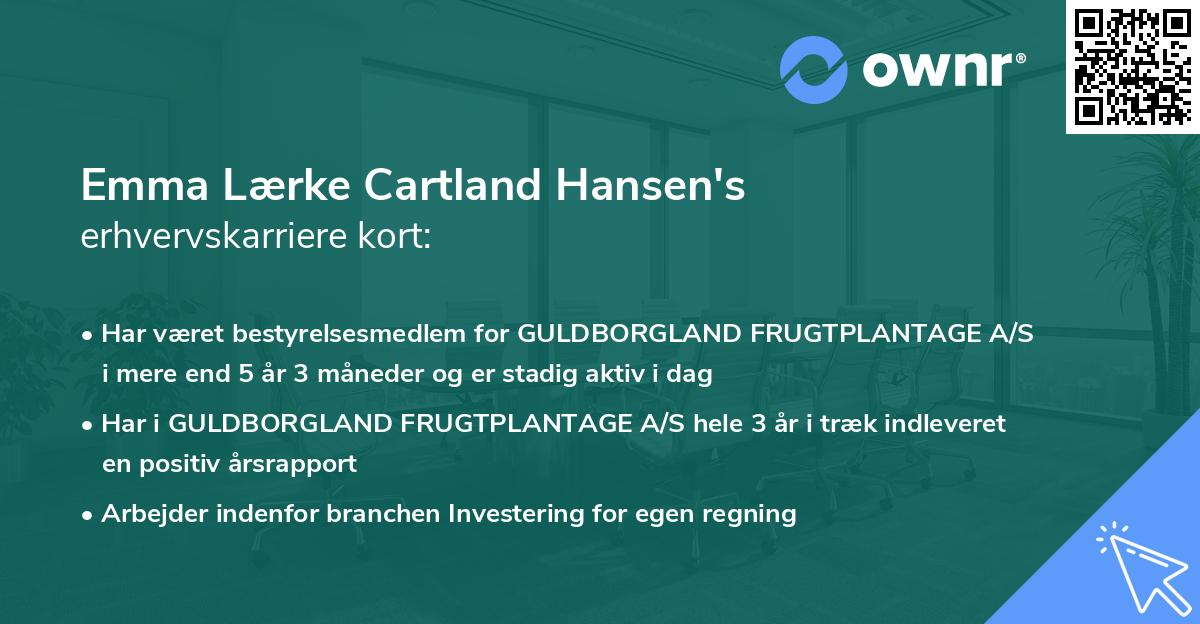 Emma Lærke Cartland Hansen's erhvervskarriere kort