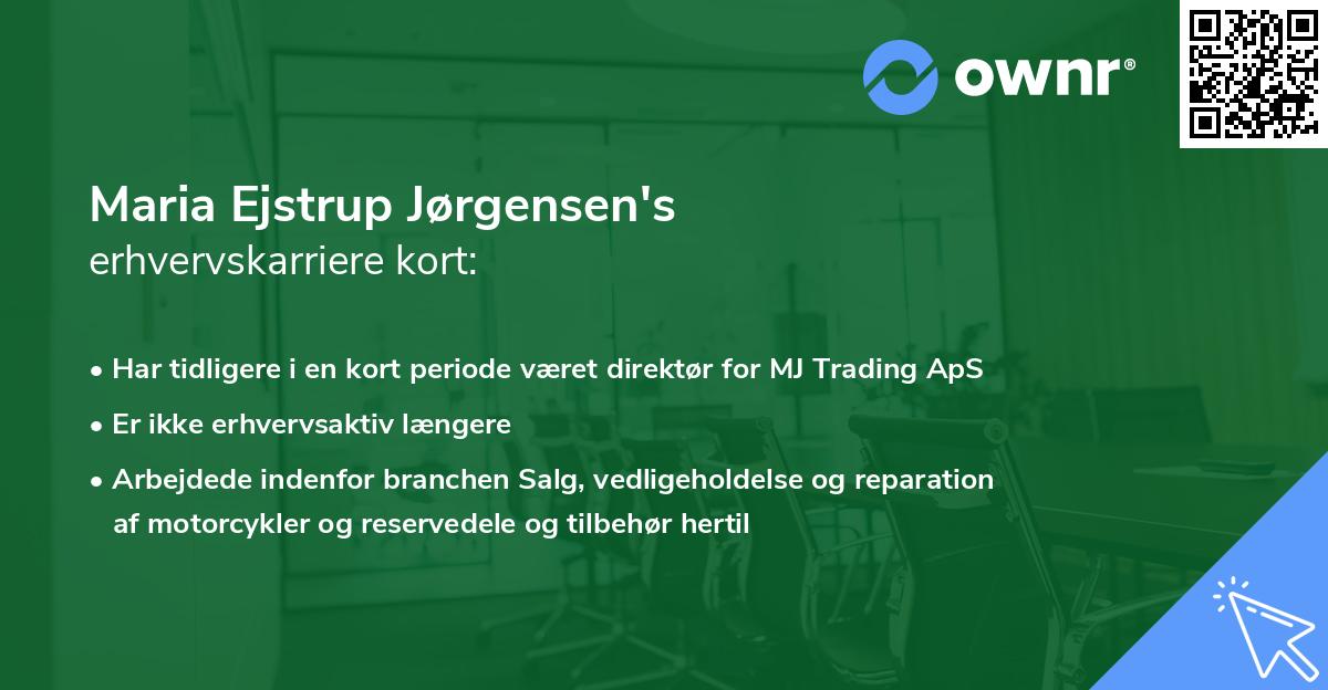 Maria Ejstrup Jørgensen's erhvervskarriere kort