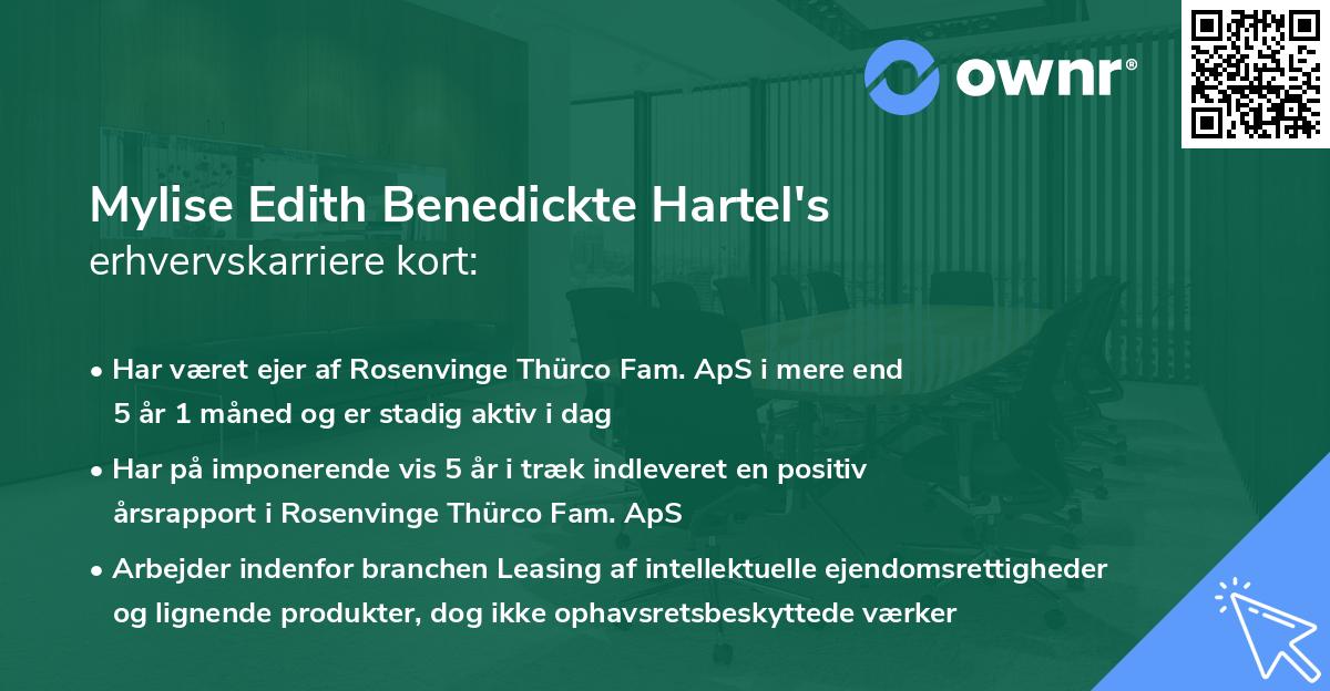 Mylise Edith Benedickte Hartel's erhvervskarriere kort