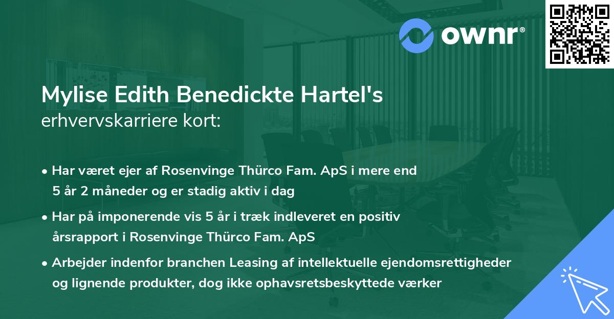 Mylise Edith Benedickte Hartel's erhvervskarriere kort