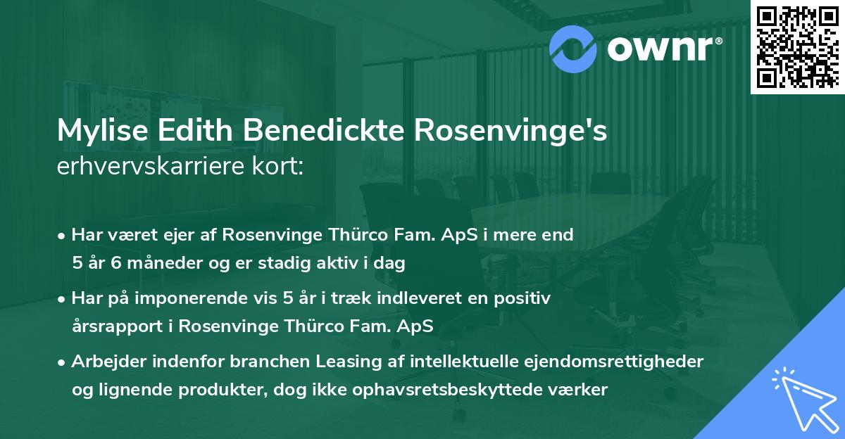 Mylise Edith Benedickte Rosenvinge's erhvervskarriere kort