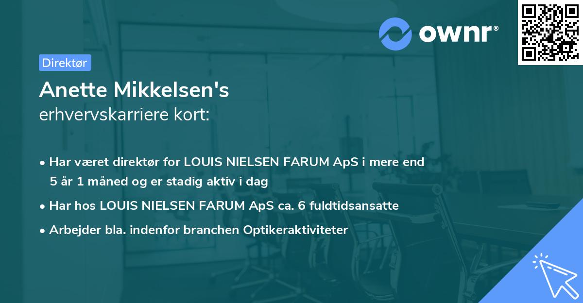 Anette Mikkelsen's erhvervskarriere kort