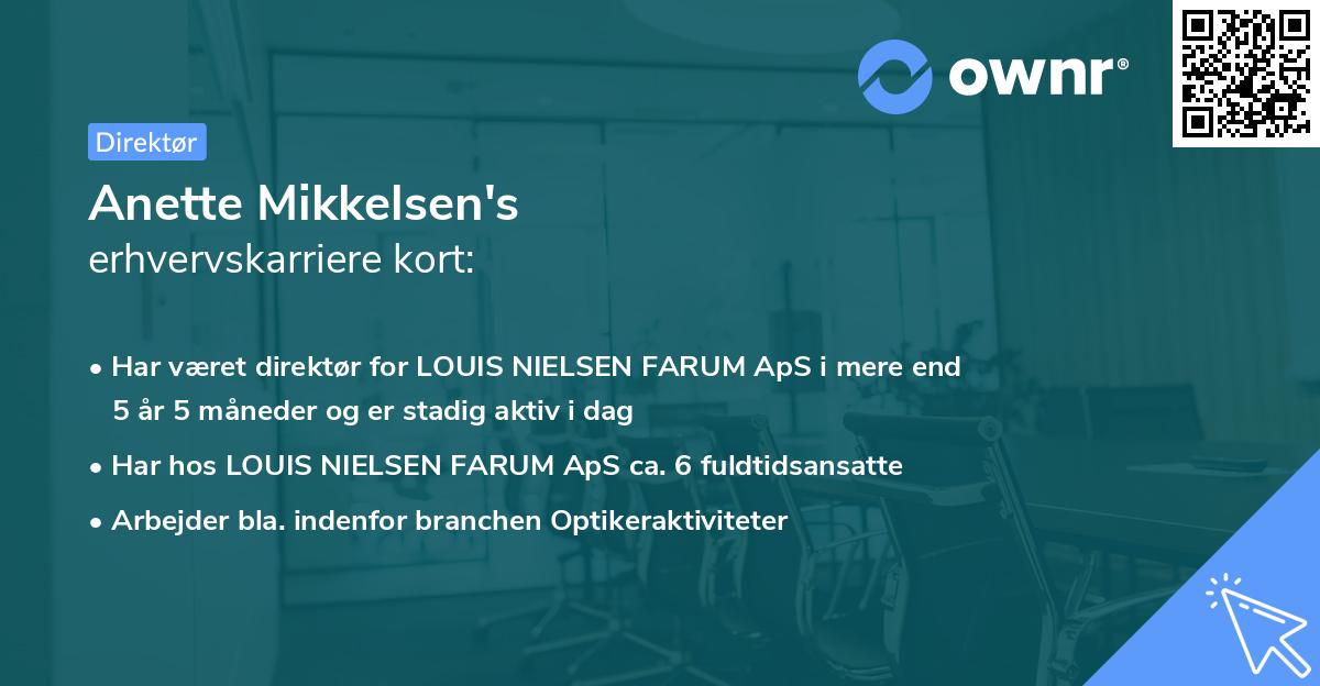 Anette Mikkelsen's erhvervskarriere kort