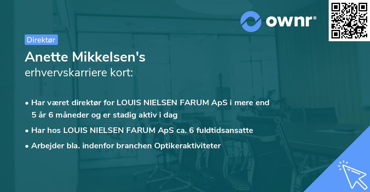 Anette Mikkelsen's erhvervskarriere kort
