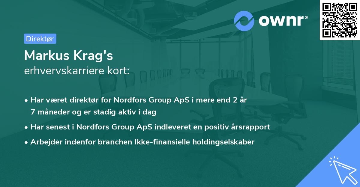Markus Krag's erhvervskarriere kort