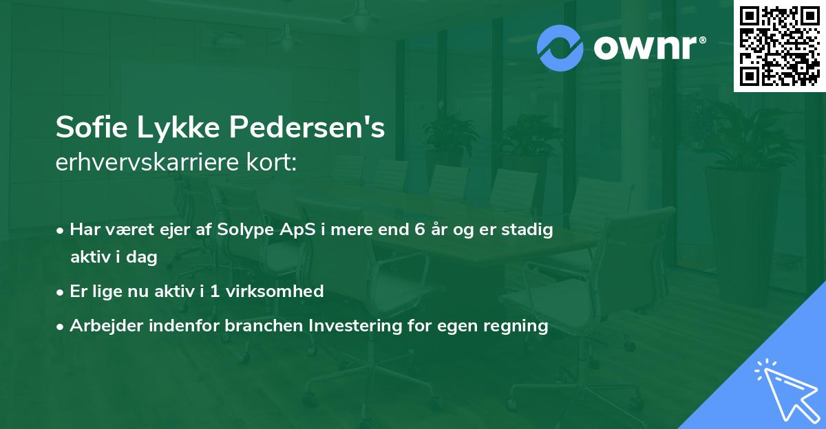 Sofie Lykke Pedersen's erhvervskarriere kort
