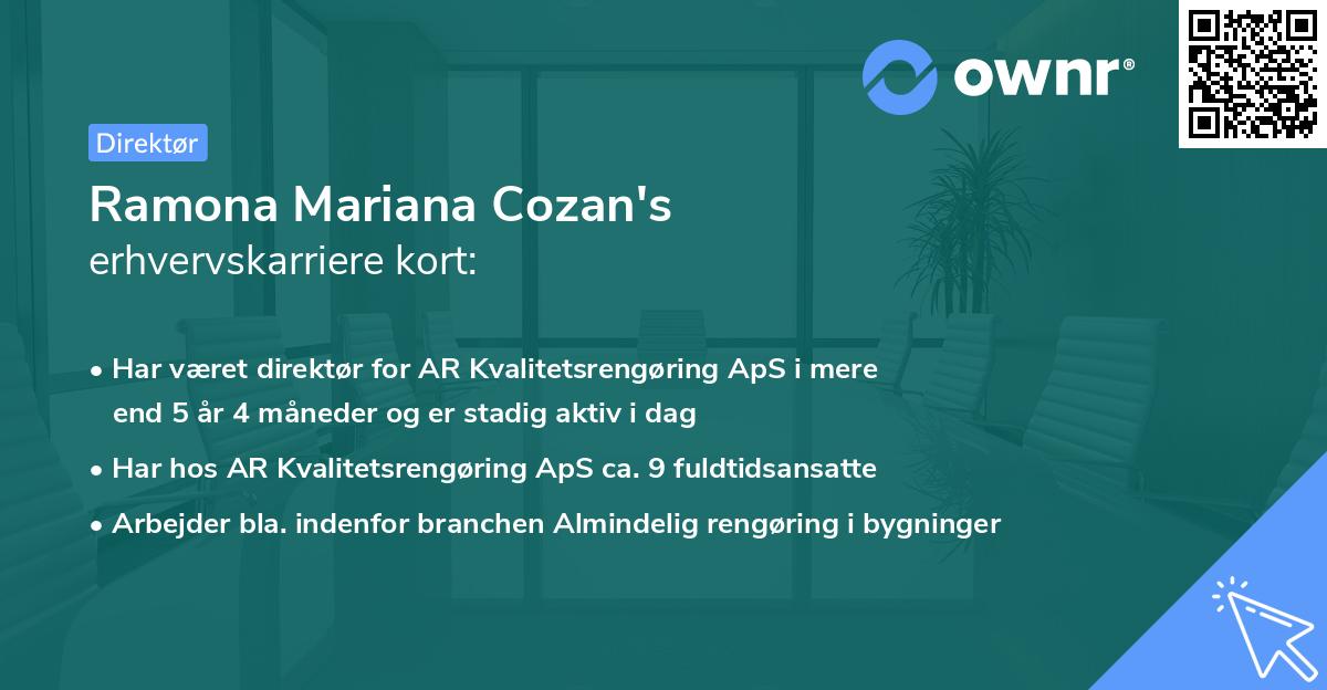 Ramona Mariana Cozan's erhvervskarriere kort