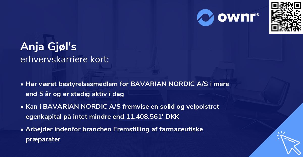 Anja Gjøl's erhvervskarriere kort