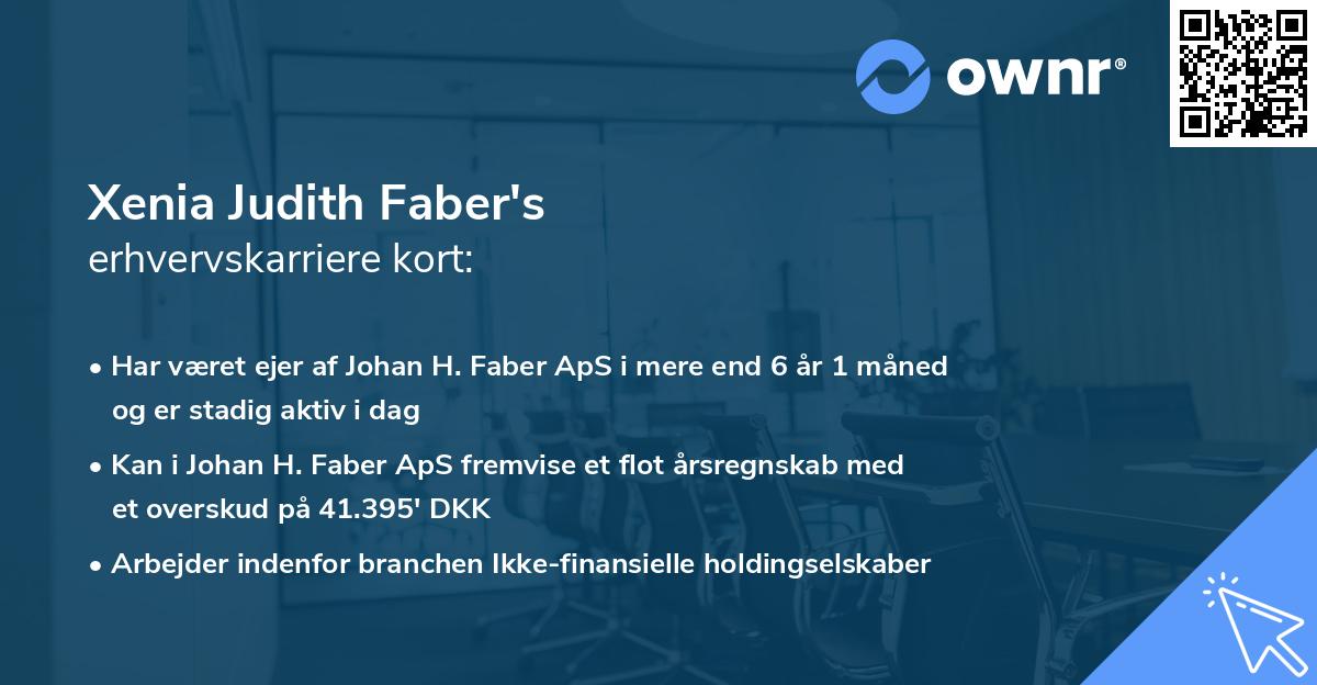 Xenia Judith Faber's erhvervskarriere kort