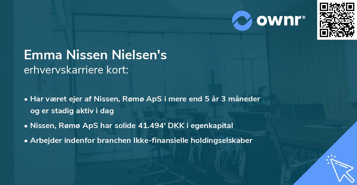 Emma Nissen Nielsen's erhvervskarriere kort
