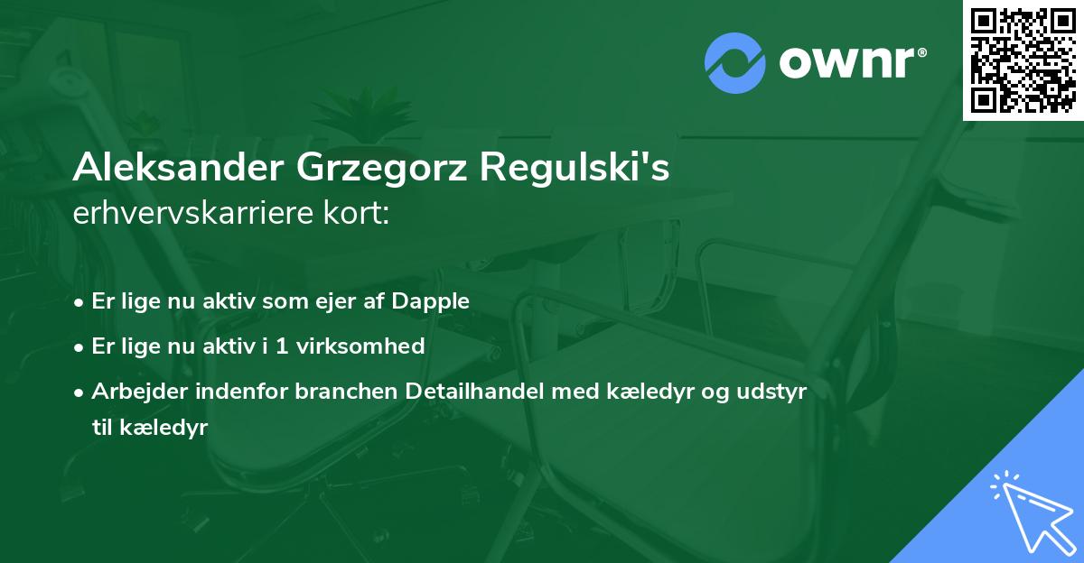 Aleksander Grzegorz Regulski's erhvervskarriere kort
