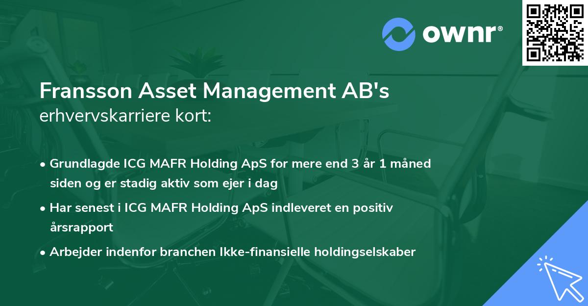 Fransson Asset Management AB's erhvervskarriere kort