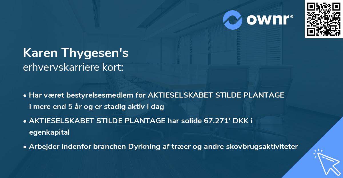 Karen Thygesen's erhvervskarriere kort