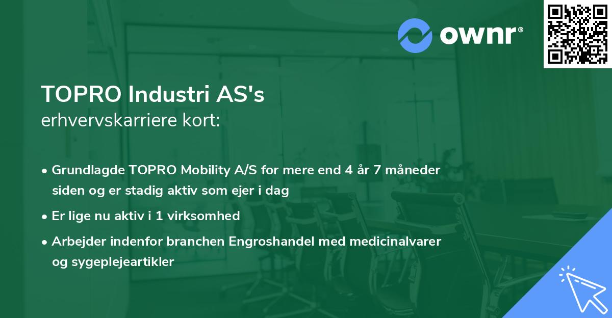 TOPRO Industri AS's erhvervskarriere kort