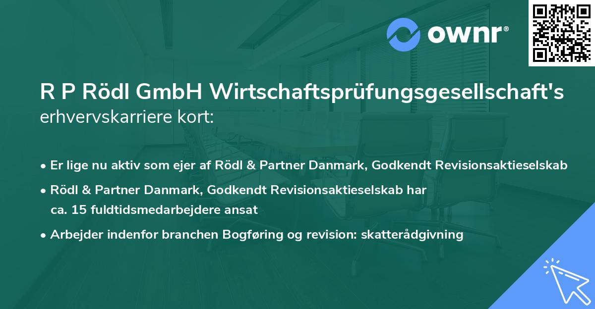 R P Rödl GmbH Wirtschaftsprüfungsgesellschaft's erhvervskarriere kort