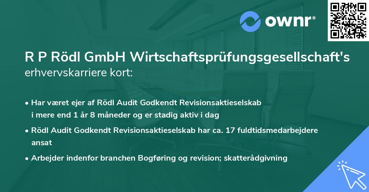 R P Rödl GmbH Wirtschaftsprüfungsgesellschaft's erhvervskarriere kort