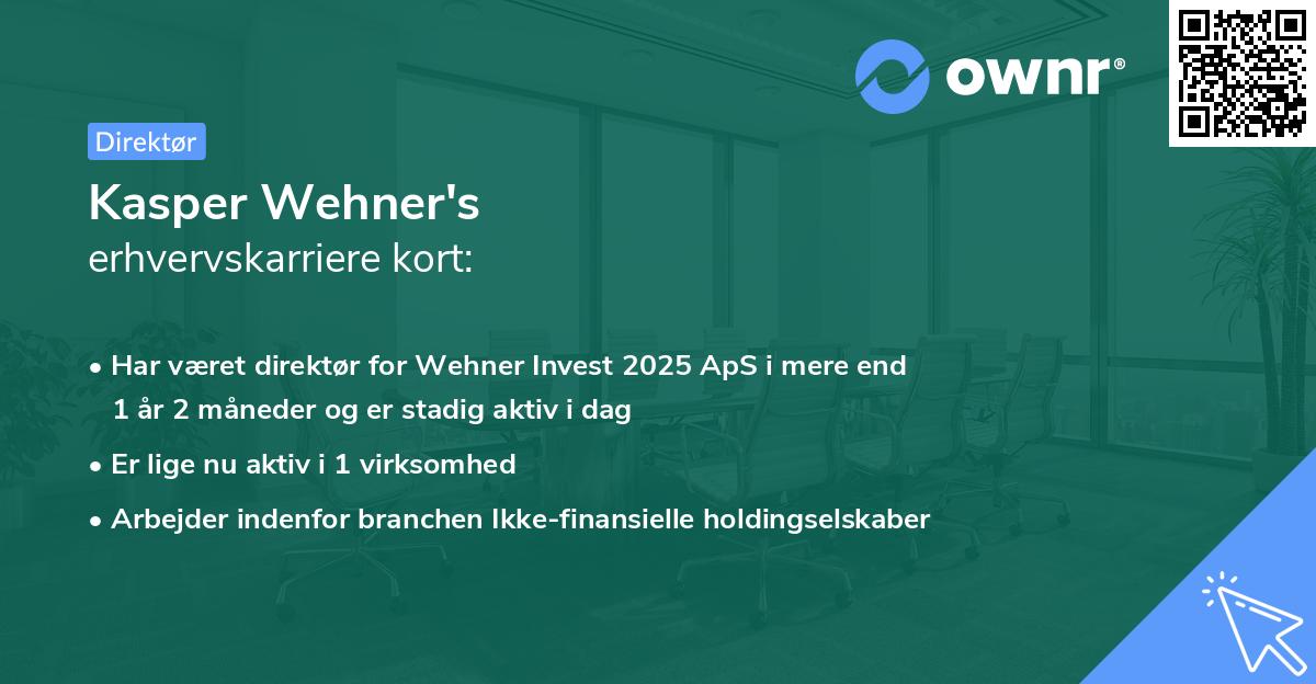 Kasper Wehner's erhvervskarriere kort