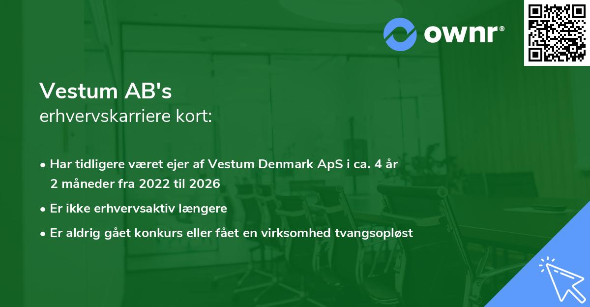 Vestum AB's erhvervskarriere kort
