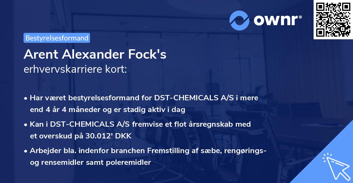 Arent Alexander Fock's erhvervskarriere kort