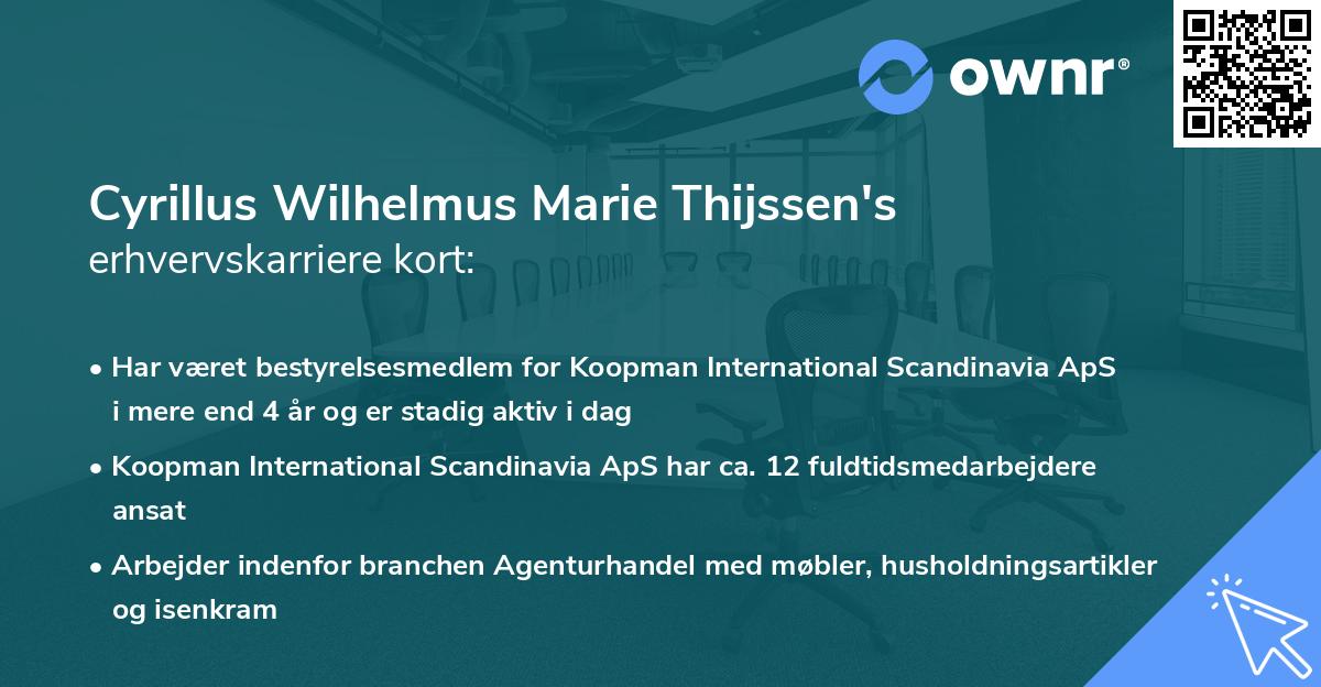 Cyrillus Wilhelmus Marie Thijssen's erhvervskarriere kort