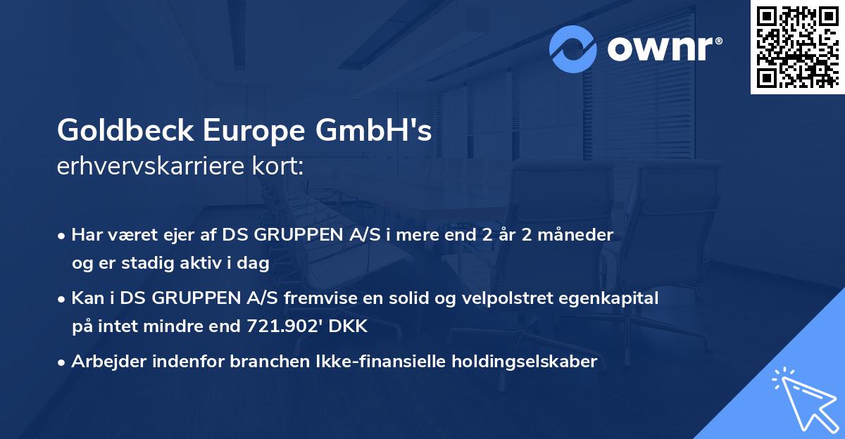 Goldbeck Europe GmbH's erhvervskarriere kort