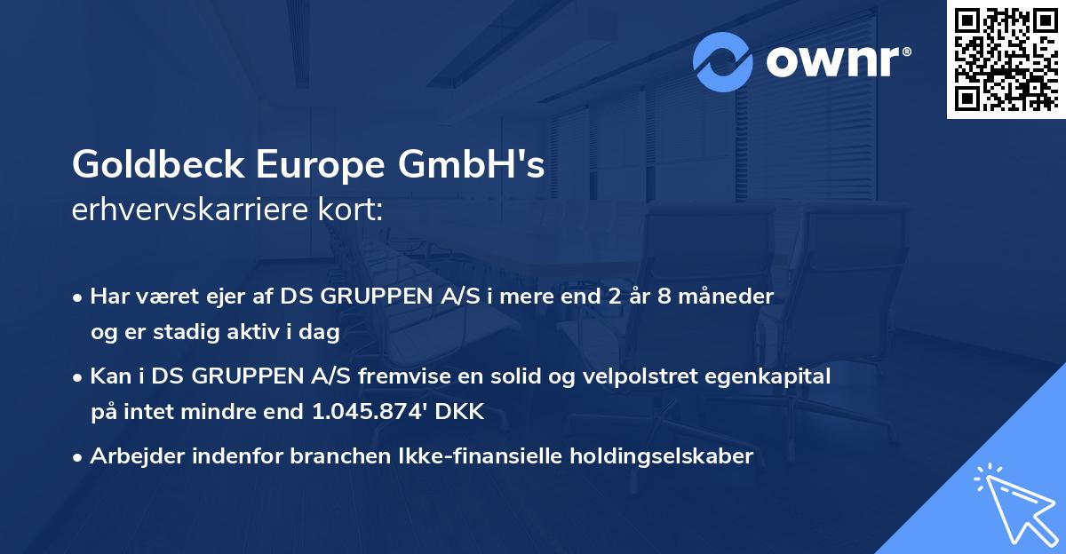 Goldbeck Europe GmbH's erhvervskarriere kort