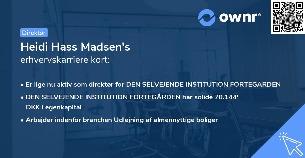 Heidi Hass Madsen's erhvervskarriere kort