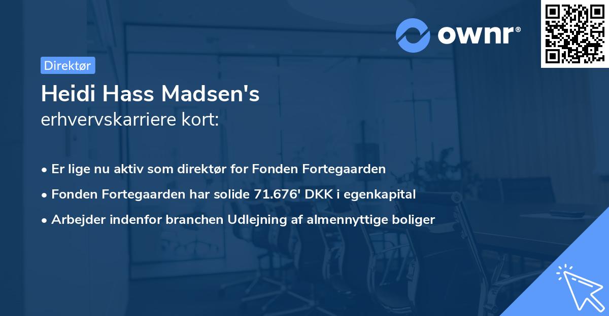 Heidi Hass Madsen's erhvervskarriere kort