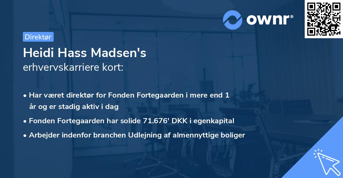 Heidi Hass Madsen's erhvervskarriere kort