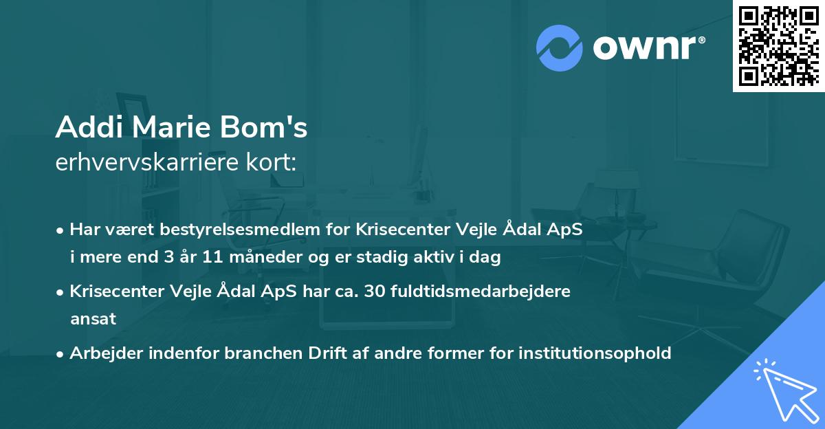 Addi Marie Bom's erhvervskarriere kort