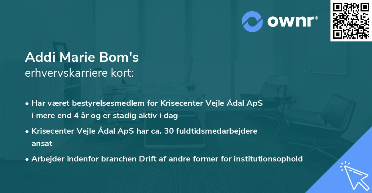 Addi Marie Bom's erhvervskarriere kort
