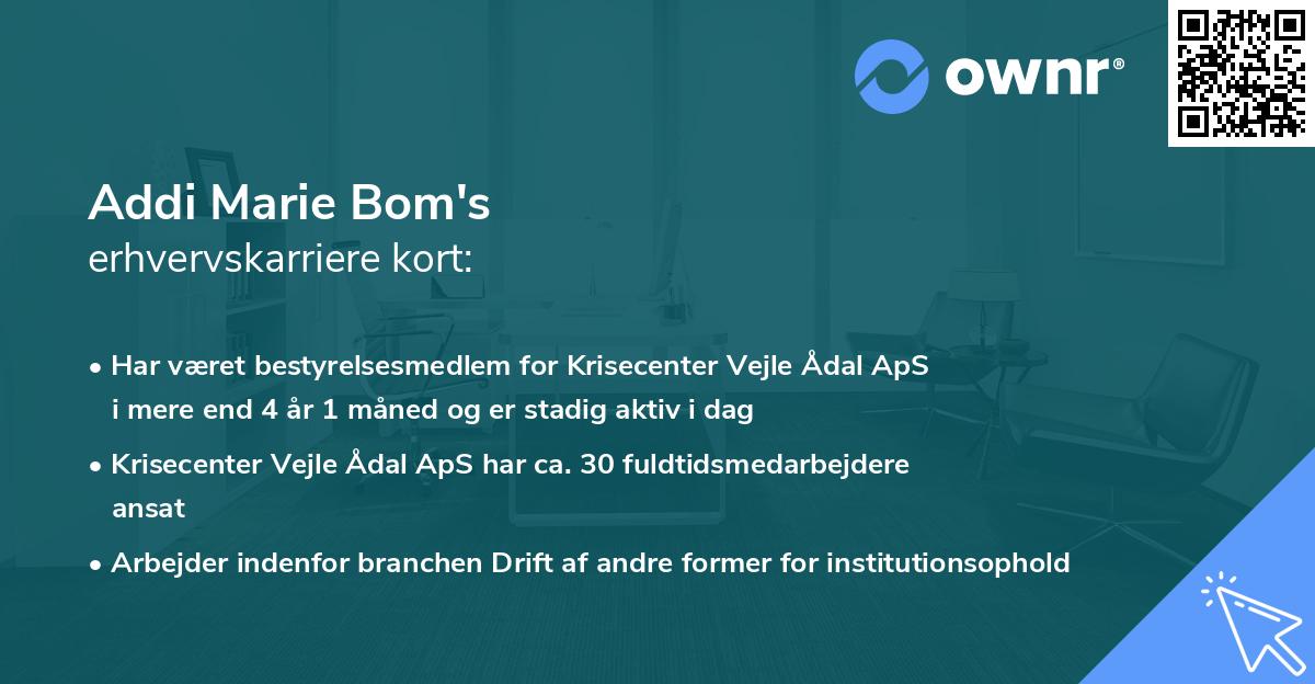 Addi Marie Bom's erhvervskarriere kort