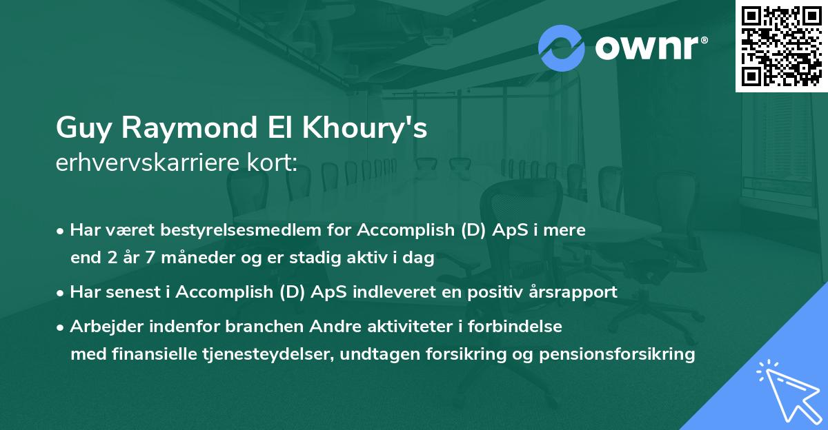 Guy Raymond El Khoury's erhvervskarriere kort