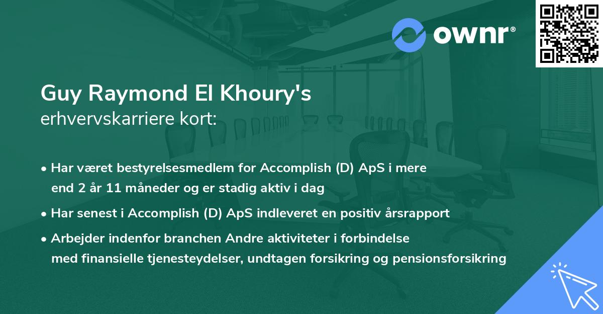 Guy Raymond El Khoury's erhvervskarriere kort