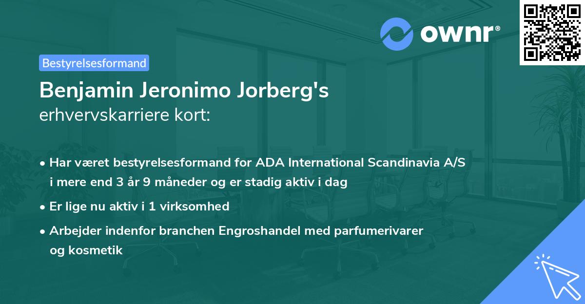 Benjamin Jeronimo Jorberg's erhvervskarriere kort