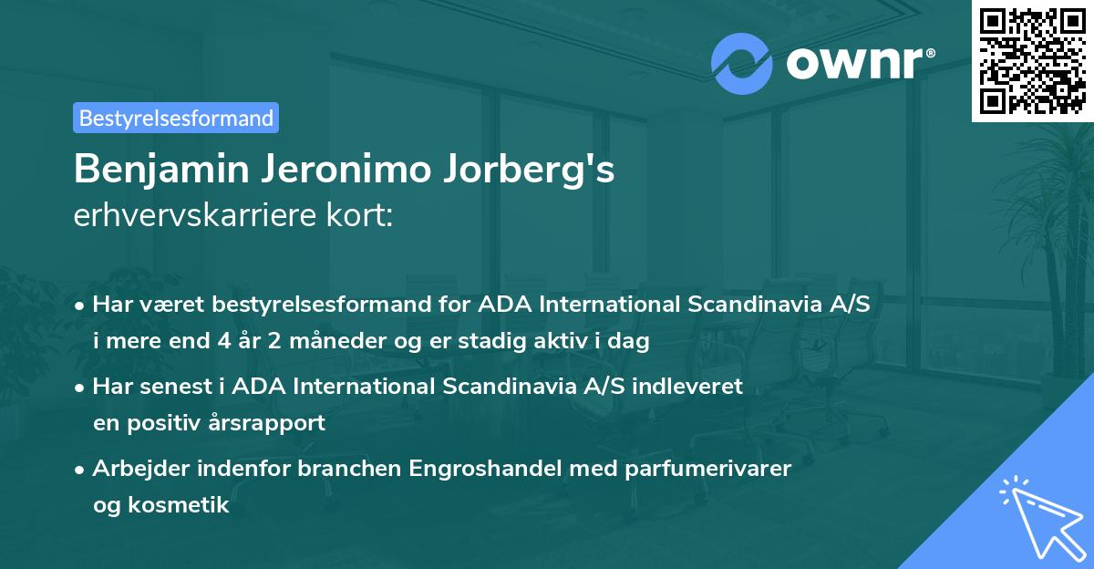 Benjamin Jeronimo Jorberg's erhvervskarriere kort