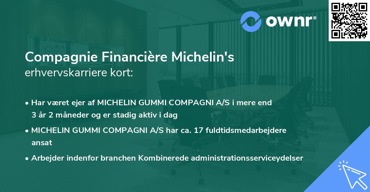 Compagnie Financière Michelin's erhvervskarriere kort