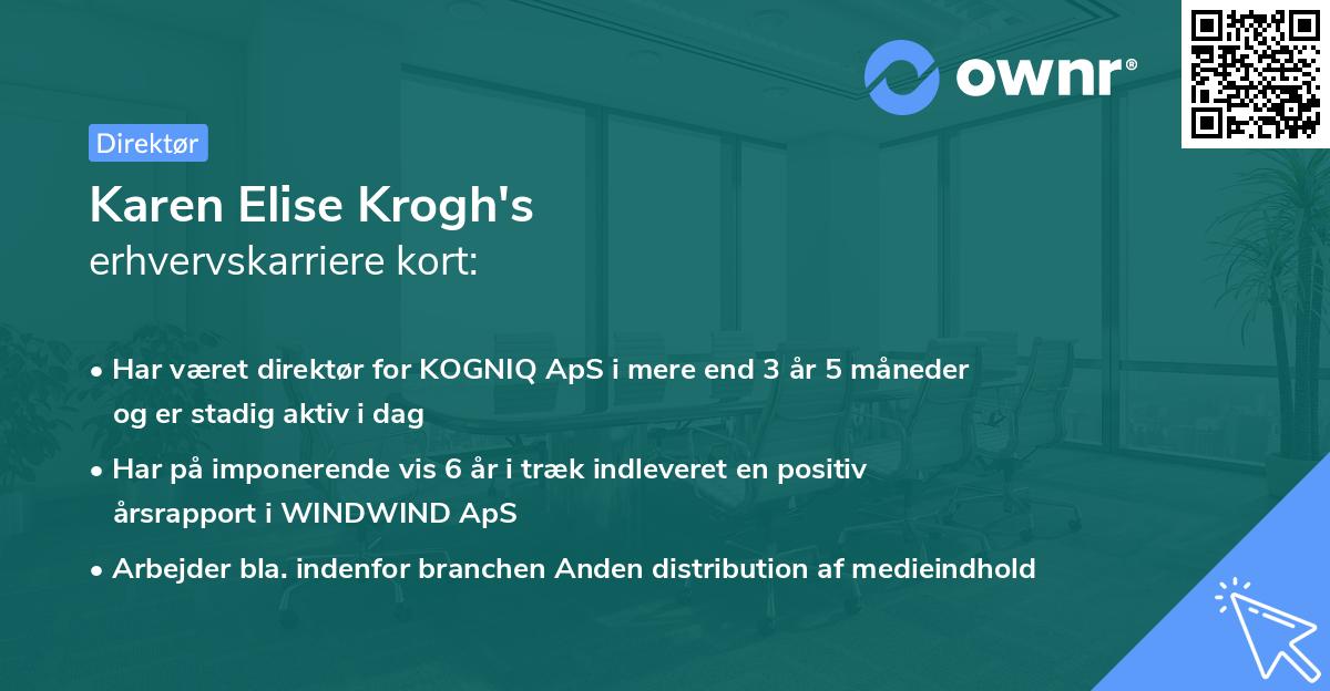 Karen Elise Krogh's erhvervskarriere kort