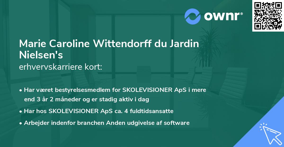 Marie Caroline Wittendorff du Jardin Nielsen's erhvervskarriere kort