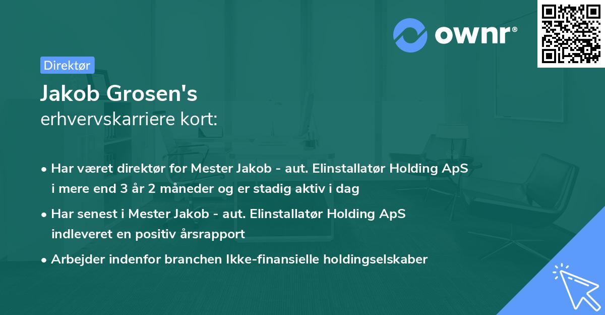 Jakob Grosen's erhvervskarriere kort